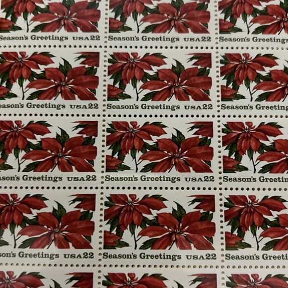 MNH Scott #2166 Greetings Poinsettia 22 Cent Sheet of 50 Stamps - Picture 1 of 2